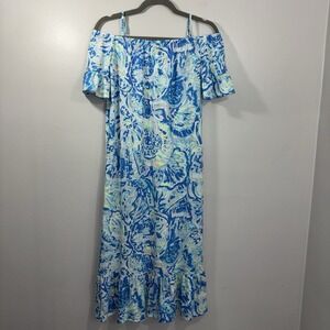 Lilly Pulitzer Clary Maxi Dress Bennett Blue Salty Seas Girls Size Large 8/10